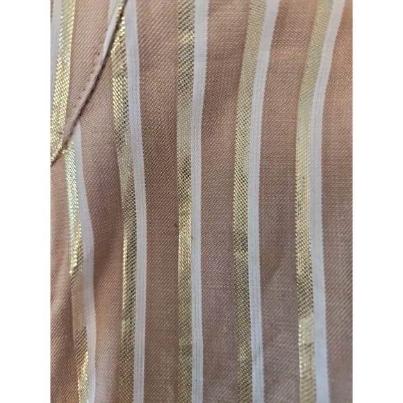 Anne Klein Dress 12 Gold Metallic Striped Viscose Coastal Beach Zip Coverup - Picture 12 of 12